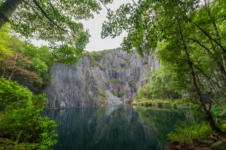 Pretty Vivyan Slate Quarry. Llanberis, Snowdonia, Wales, UK,の写真素材