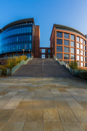 Chester, England â Cheshire West and Chester Council Offices, St Nichols Street, portrait, wide angle, on November 16 2018 in UK.のeditorial素材