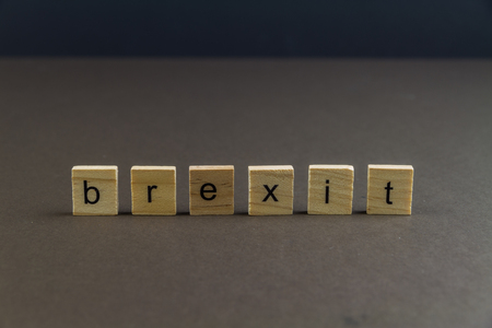 Brexit spelled by children letter blocks landscapeの写真素材