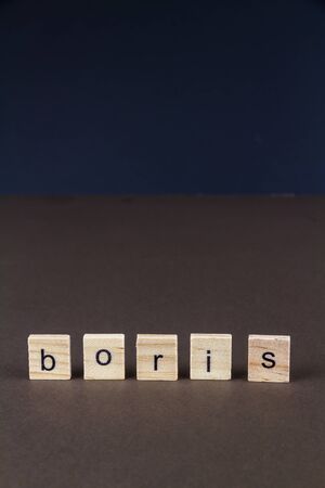 Boris in children letter blocks, portraitの写真素材