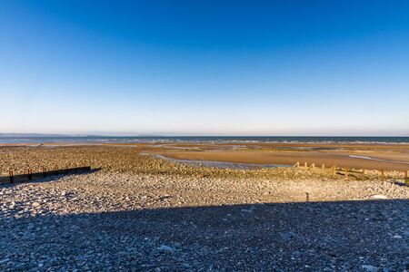 Llanfairfechan beach on November day, Conwy, North Wales.の写真素材