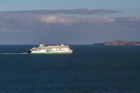 Holyhead, Wales â Irish Ferries Ferry ship, on November  18 2018 in UK.のeditorial素材