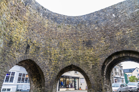 Tenby, Wales â Five Arches Gate, on February 18 2019 in Walesのeditorial素材