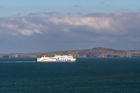 Holyhead, Wales â Editorial, Stena Line Ferries Ferry ship, on November  18 2018 in UK, landscapeのeditorial素材