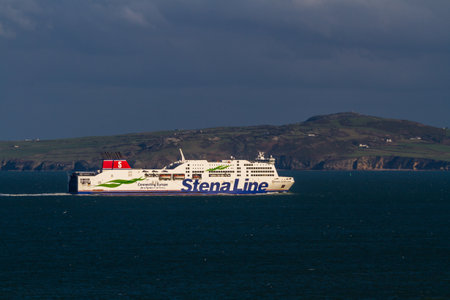 Holyhead, Wales â Editorial, Stena Line Ferries Ferry ship, landscape, on November  18 2018 in UK, landscapeのeditorial素材