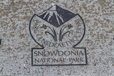 Capel Curig, Wales â Sign or logo of Snowdonia National Park, on November  21 2018 in UK.のeditorial素材