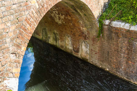 World war II Taunton Stop Line, Canal bridge with refilled demolition chambers. Taunton and Bridgewater Canal, Maunsel Lock, UK.の写真素材