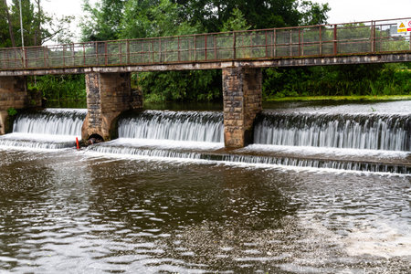 French Weir Bridge, landscape, Taunton, England, UK.の写真素材
