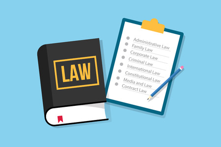 law subject or faculty department with clipboard and pencil list vector illustration