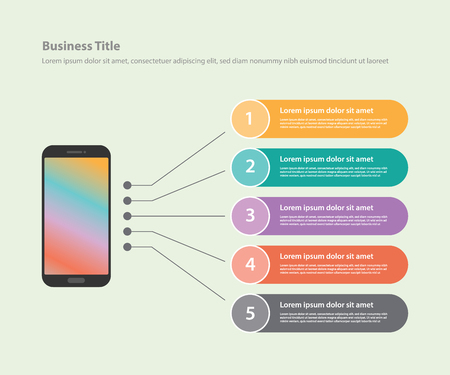 smartphone app infographic with list of detail explanation template banner for information - vector illustrationのイラスト素材