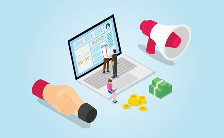 affiliate sales agreement profit for business with modern isometric style - vectorのイラスト素材