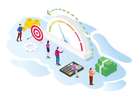 cost reduction concept with modern isometric or 3d style vector illustrationのイラスト素材