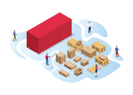 cargo express concept with modern isometric or 3d style vector illustrationのイラスト素材