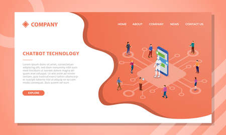 chatbot with robot and people communicate concept for website template or landing homepage with...