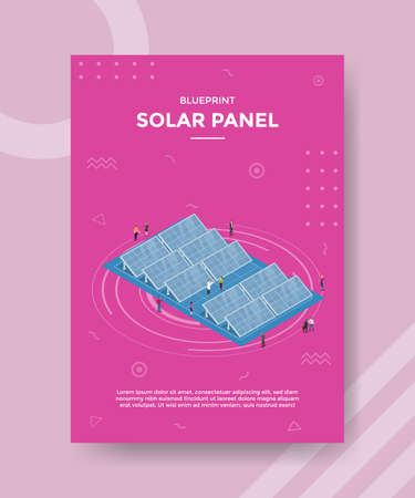 solarpanel energy blueprint concept for template banner and flyer with isometric style vector illustrationのイラスト素材