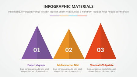 infographic slide presentation template with modern flat style color with triangle pyramid shape vectorのイラスト素材