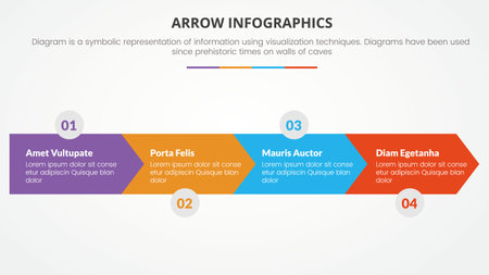 arrow style infographic slide presentation template with modern flat style color with 4 arrow to right direction vectorのイラスト素材