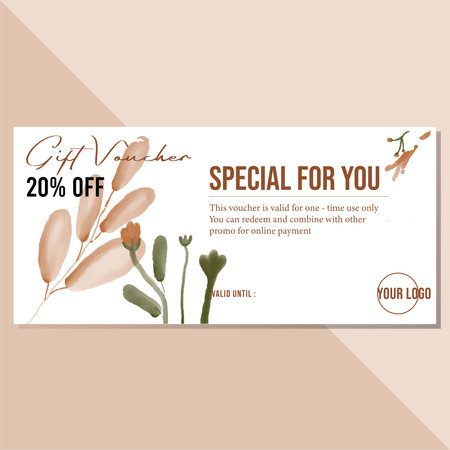 Watercolor Floral Gift Voucher Coupon Template Suitable for Salon, Spa, Restaurant, Fashion Store, Resortのイラスト素材