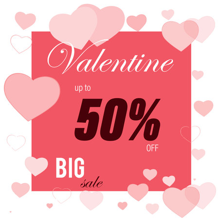 Happy Valentine Discount Promotion Template Sales Ideas Suitable for Social Media Feed Postのイラスト素材