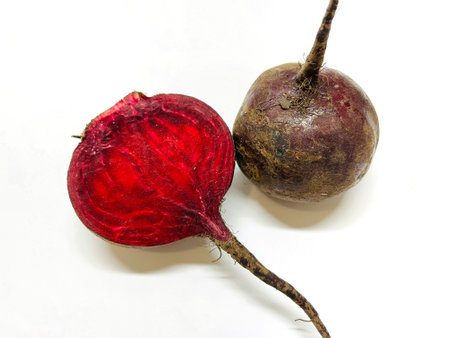 Beetroot on a white background. The photo was taken in the studio.の写真素材