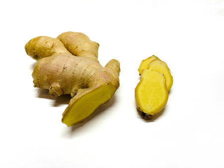 Ginger root isolated on a white background. Healthy food concept.の写真素材