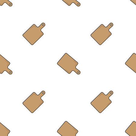 seamless pattern design illustration cutting board. brown texture. white background. for kitchen appliance icons, food wallpaper and can be printed in the fabric. modern flat design. vectorのイラスト素材