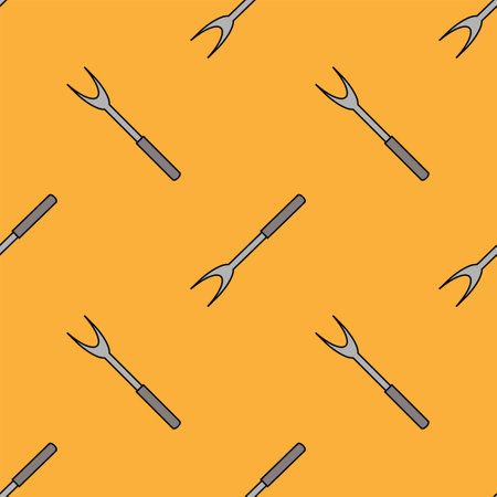 seamless pattern illustration design fork is unique and simple. . orange background. for kitchen appliance icons, food wallpapers and can be printed on fabric. modern flat design. vectorのイラスト素材