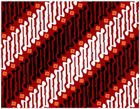 vector graphic design batik pattern from Indonesia. red and white color texture. designs for printing on fabrics, covers and graphic needs. modern templates.のイラスト素材