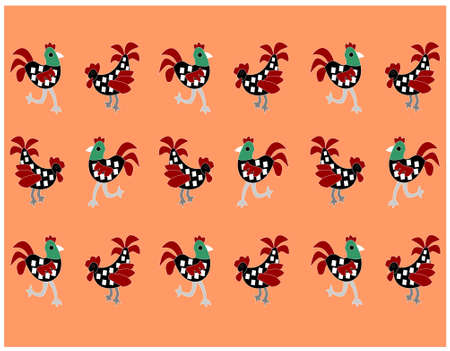 vector background design with chicken pattern motif. designs for printing on fabrics, quilts and graphic needs. modern templates. illustrations.のイラスト素材