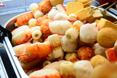 fish satay on the market
