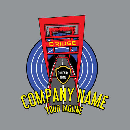 bridge logo design vector,modern bridge logo design conceptのイラスト素材