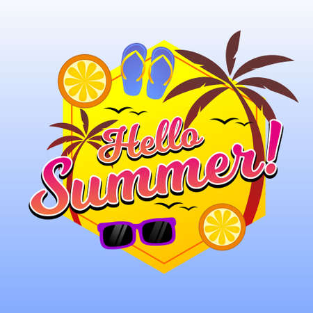 Hello summer background with beach elementsのイラスト素材