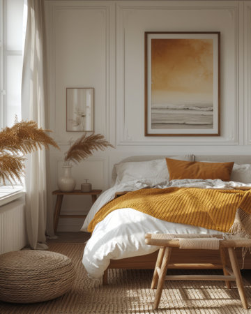 Minimalist Bedroom with Natural Light"の写真素材