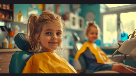 Children as superheroes at the dentists office, a brave dental visitの写真素材