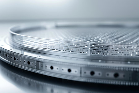Close-up of Silicon Wafer with Detailed Circuit Patterns for Technology Backgrounds