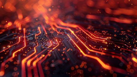 Close-up view of a glowing circuit board highlighting advanced technology