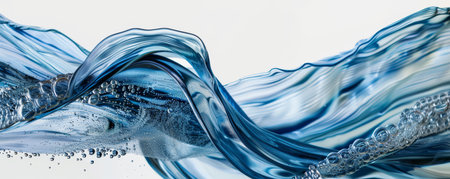 Dynamic blue water flow with bubbles and waves, symbolizing liquidity and fluid motion