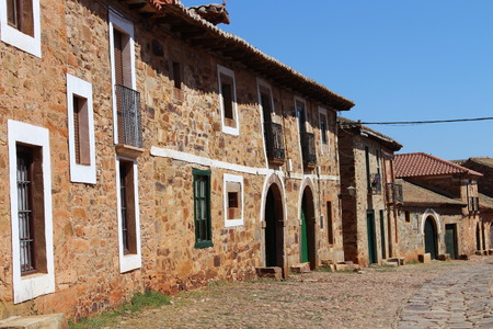 Traditional stone houses in Castrillo de los Polvazares, a small village in Leon.の写真素材