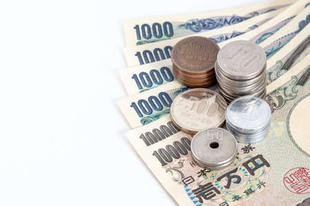 Japanese yen notes and coinsの写真素材