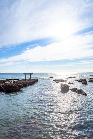 Oarai isosaki shrine God Beach Toriiのeditorial素材