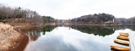 Saitama Prefecture Hanno-Shi Miyazawa Lake panoramaの写真素材