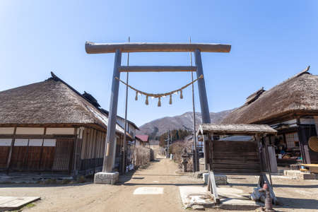 Ouchi-Juku Takakura shrine Toriiの写真素材