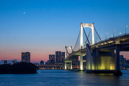 Rainbow Bridge at nightの写真素材