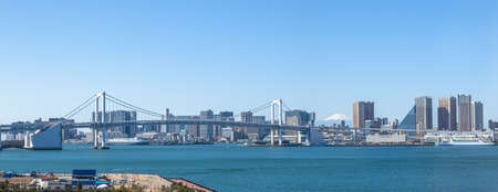 Rainbow Bridge and Mt. Fuji Tokyo's Townscapeのeditorial素材