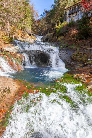 A hidden waterfall in Chino City, Nagano Prefectureのeditorial素材