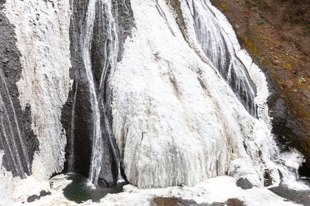 Fukurada Falls in frozen winter