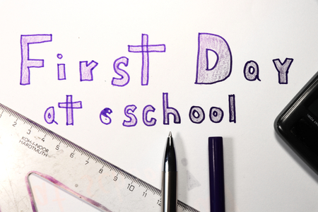 On first day at school every person remembers. Elementary school. We can see many accessories....