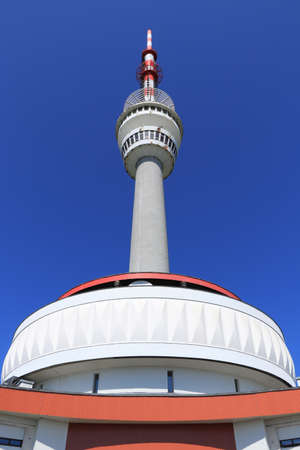 Praded lookout tower and television transmitter - the highest mountain of Hruby Jesenik in northern...