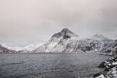 View from the isolated village of Husoy on the island of Senja, Norway. A very lonely fishing...