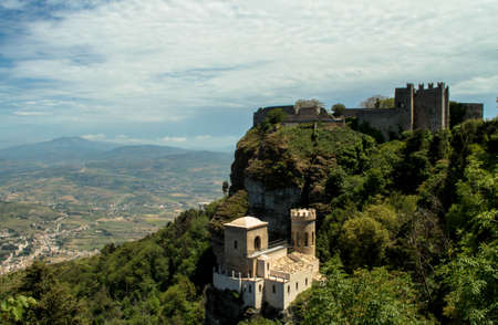 A view of the beauiful Venere Castle in Erice, Sicily, Italyのeditorial素材